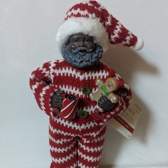 NWT 12" Michaels Black Santa in Pajamas Christmas Holiday Decor African American - Picture 2 of 8